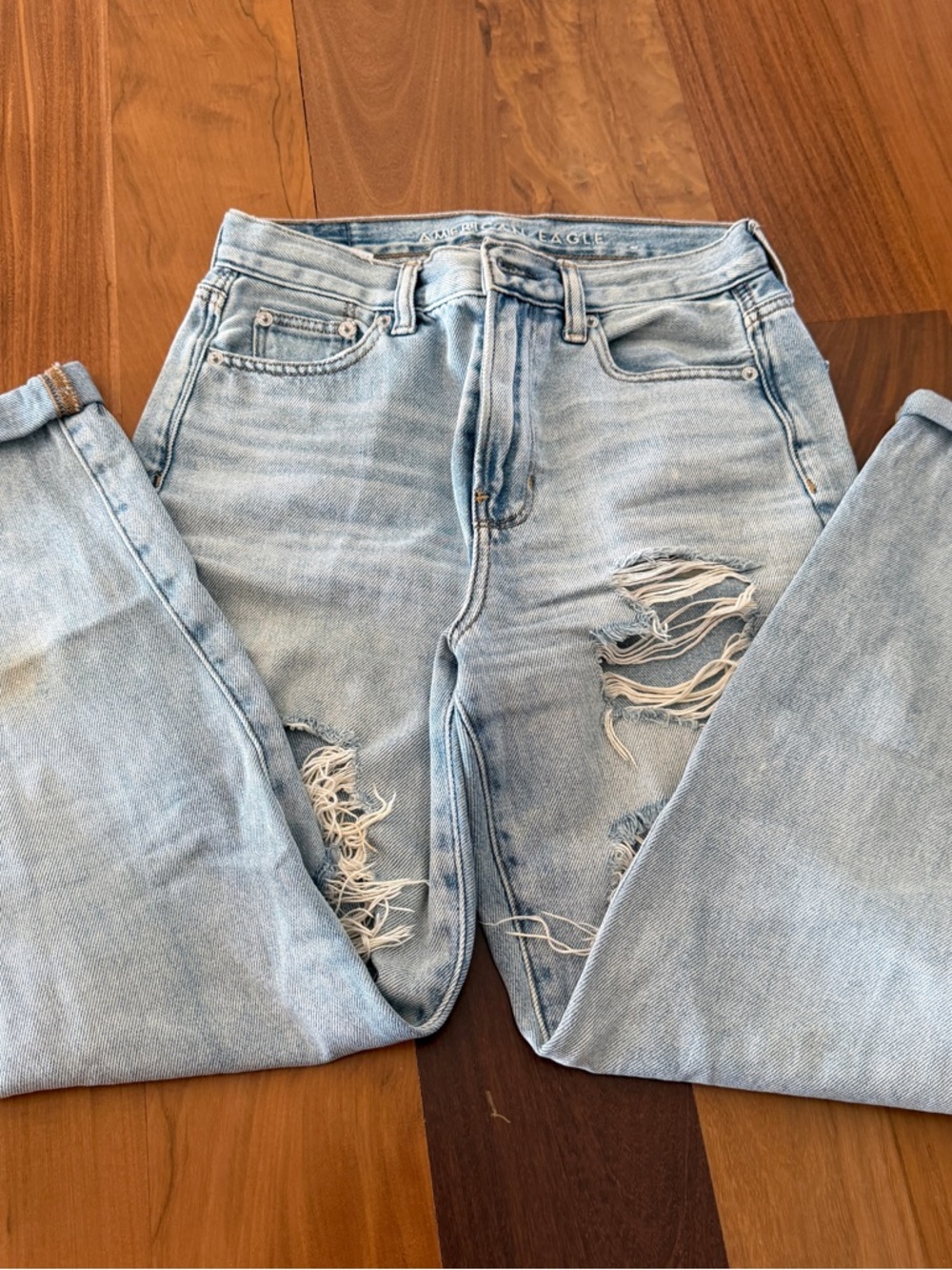 American Eagle Outfitters Light Wash Distressed Boyfriend Jeans